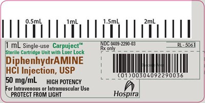 1ml Cartridge Label (1000190 0409 2290 03 Diphenhydramine Carp)